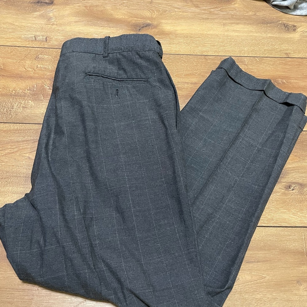 RBM Men's Charcoal Pleated Cuffed Dress Pant, Easy Care